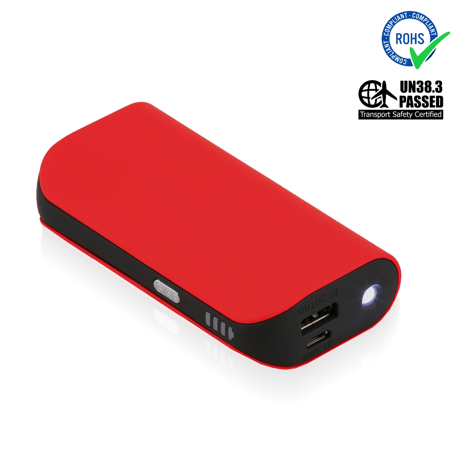 Red Power Bank 5200 mAh + LED Torch