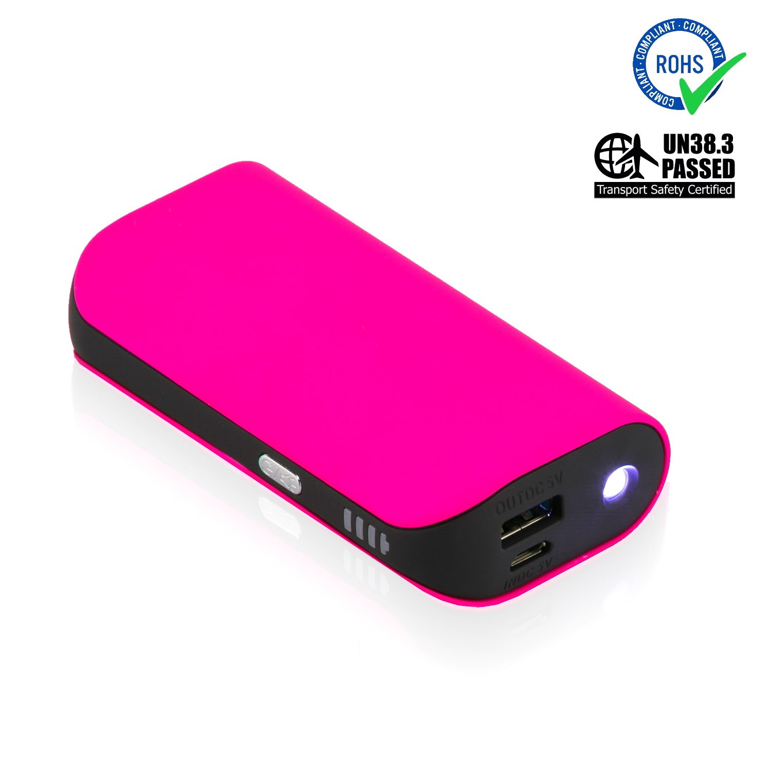 Pink Power Bank 5200 mAh + LED Torch 1