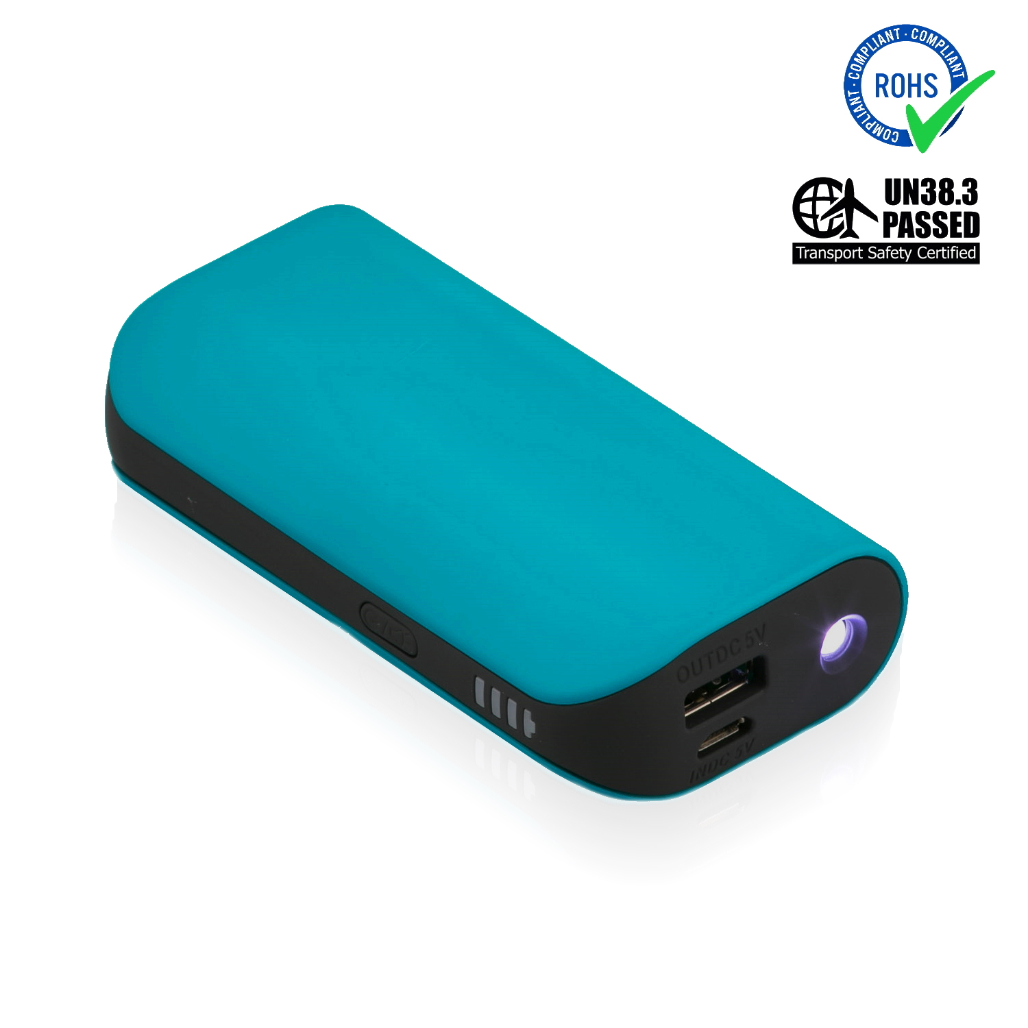 Turquoise Power Bank 5200 mAh + LED Torch 1