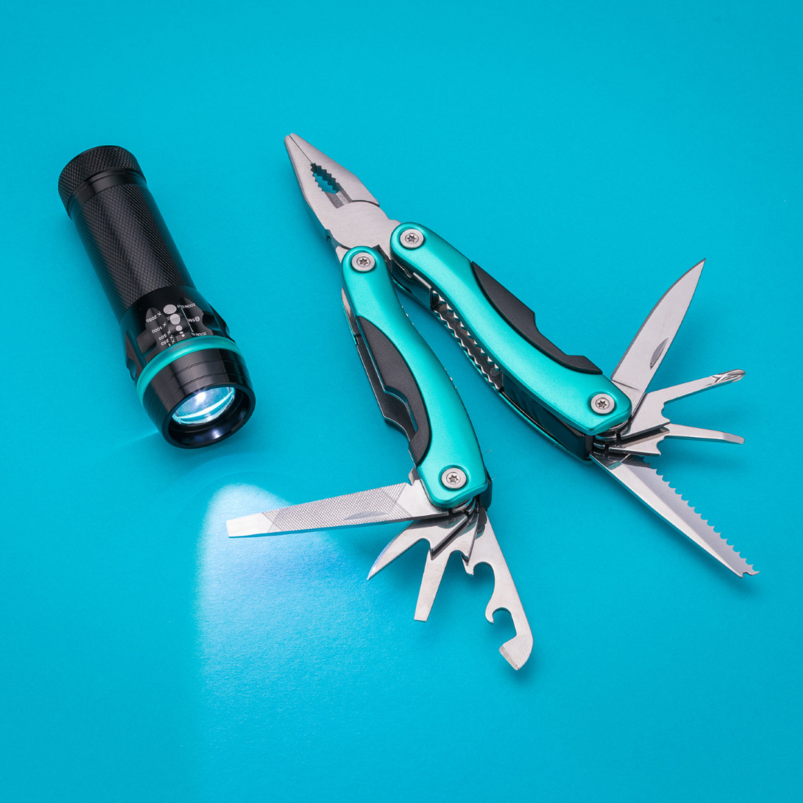 Turquoise Multi-tool and LED Torch 2